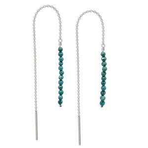 Natural Turquoise Beads Threader Earring, Gemstone Earring For Women (Turquoise)